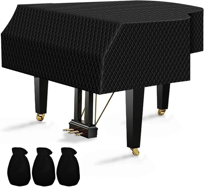 TINDTOP Thickened Grand Piano Cover, Thicken Cotton Lining Baby Piano Cover, Waterproof Washable Soft Bordered Decorated Full Triangle Piano Protective Cover (M - 70.87in/180cm) - Image 1
